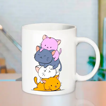 Чашка подарункова з котиками біла 330 мл 9002