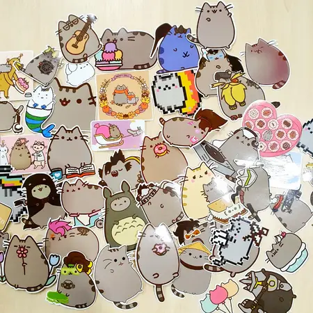 Наліпки з Pusheen cat  набір налипок з 50 штук