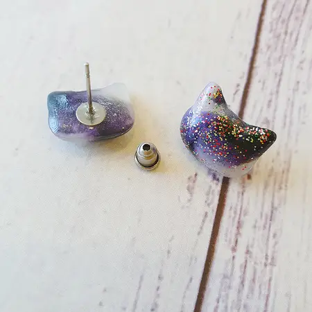 Сережки космічний кіт Handmade 01