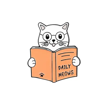 Значок котик з книжкою