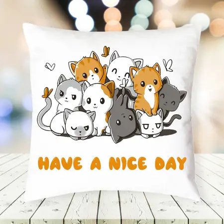 Подушка з котиками have a good day