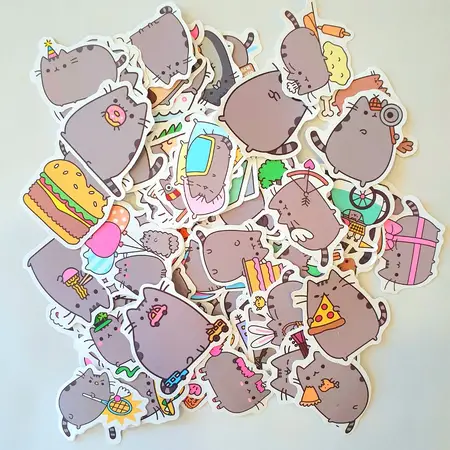 Стікери з Pusheen Пушин 100 штук