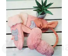 Набір теплі навушники та рукавички колір pink