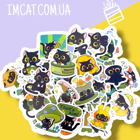 Стікери для котоманів black cat 60 наліпок