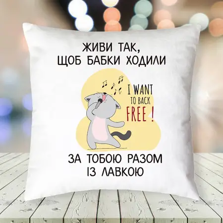 Подушка Живи так, щоб бабки ходили за тобою із лавкою
