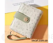 Гаманець оливковий з котиками НРС-0671