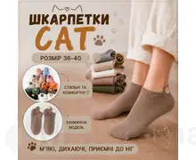 Шкарпетки CAT занижена модель Кремові вишиті